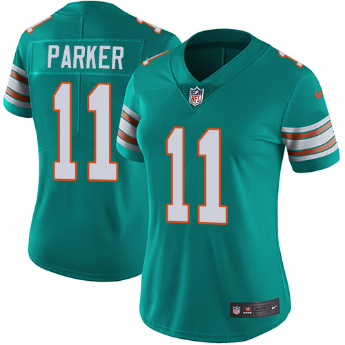 Nike Miami Dolphins 11 DeVante Parker Aqua Green Alternate Women Stitched NFL Vapor Untouchable Limited Jersey